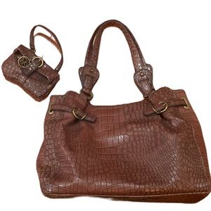 Jessica Simpson Brown Sasha Croc Purse, NWOT